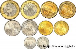 COLOMBIE Lot de 5 monnaies 50, 100, 200, 500 et 1000 Pesos 2012-2015