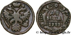 RUSSIE 1 Denga (1/2 Kopeck) aigle bicéphale 1737 Moscou ou Ekaterinbourg