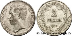 BELGIQUE 2 Francs Albert Ier légende flamande 1911 
