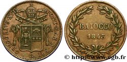VATICAN AND PAPAL STATES 1 Baiocco armes du vatican frappé au nom de Grégoire XVI  an XII 1843 Rome