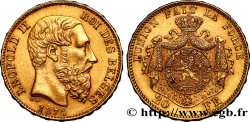 BELGIQUE 20 Francs or Léopold II 1875 Bruxelles
