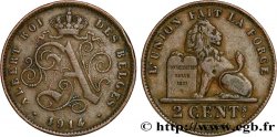 BELGIQUE 2 Centimes monogramme d’Albert Ier légende française 1914