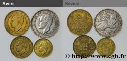 MONACO Lot de quatre monnaies de 10, 20, 50 et 100 Francs Rainier III 1950 Paris