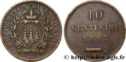 SAINT-MARIN 10 Centesimi écu aux trois tours 1893 Rome TB+