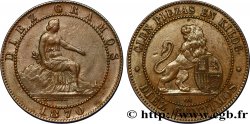 ESPAGNE 10 Centimos monnayage provisoire “ESPAÑA” assise / lion au bouclier 1870 Oeschger Mesdach & CO