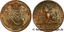 BELGIQUE 5 Centimes monograme de Léopold couronné / lion 1856