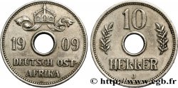 AFRIQUE ORIENTALE ALLEMANDE 10 Heller Deutch Ostafrica type couronne large et extrémités des L pointues 1909 Hambourg - J