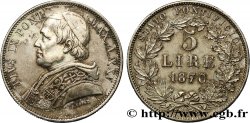 ITALIE - ÉTATS DU PAPE - PIE IX (Jean-Marie Mastai Ferretti) 5 Lire an XXV 1870 Rome