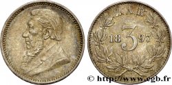 AFRIQUE DU SUD 3 Pence Kruger 1897  TTB+