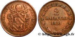 VATICAN AND PAPAL STATES 2 Baiocchi frappe au nom de Pie IX an VI 1851 Rome