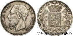 BELGIUM 5 Francs Léopold II 1875