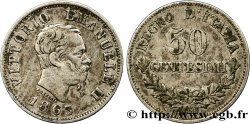 ITALIE 50 Centesimi Victor Emmanuel II type à l’écu 1863 Milan