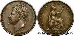 ROYAUME-UNI 1 Farthing Georges IIII tête laurée / Britannia 1826  TTB+