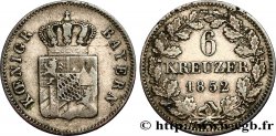 ALLEMAGNE - BAVIÈRE 6 Kreuzer écu bavarois 1852 Munich TB+