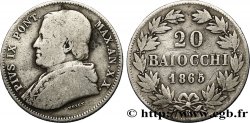 VATICAN ET ÉTATS PONTIFICAUX 20 Baiocchi Pie IX an XX 1865 Rome TB