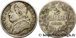 VATICAN AND PAPAL STATES 2 Lire Pie IX an XXII 1867 Rome