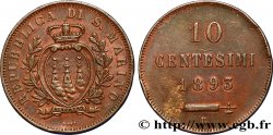 SAINT-MARIN 10 Centesimi écu aux trois tours 1893 Rome - R TTB
