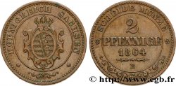 ALLEMAGNE - SAXE 2 Pfennige Royaume de Saxe, blason 1864 Dresde