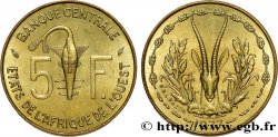 ÉTATS DE L AFRIQUE DE L OUEST (BCEAO) 5 Francs BCEAO masque / antilope 1977 Paris
