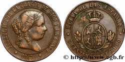 ESPAGNE 5 Centimos de Escudo Isabelle II / écu couronné 1867 Oeschger Mesdach & CO TB