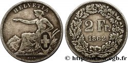 SUISSE 2 Francs Helvetia 1862 Berne