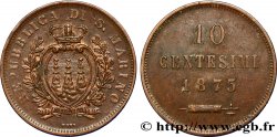 SAINT-MARIN 10 Centesimi écu aux trois tours 1875 Milan TTB