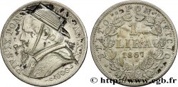 ITALIEN - KIRCHENSTAAT - PIE IX. Giovanni Maria Mastai Ferretti) Monnaie satirique, module de 1 Lire, regravée 1867 Rome