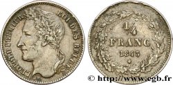 BELGIQUE - ROYAUME DE BELGIQUE - LÉOPOLD Ier 1/4 Franc Léopold tête laurée 1843