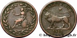 ROYAUME-UNI (TOKENS) 1/2 Penny lion / allégorie du commerce, diamètre 29 mm 1813  TB+
