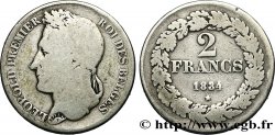 BELGIQUE 2 Francs Léopold Ier tête laurée 1834