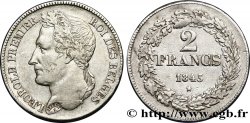 BELGIQUE 2 Francs Léopold Ier tête laurée 1843