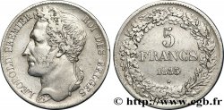 BELGIQUE 5 Francs Léopold Ier tête laurée 1835