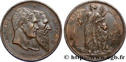BELGIQUE 5 Francs, en cuivre, tranche cannelée, frappe monnaie, essai 1880 Bruxelles