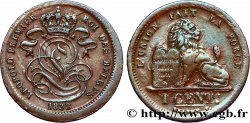 BELGIQUE 1 Centime Léopold Ier frappée sur un 1/2 cent hollandais 1833/32