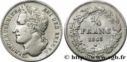 BELGIQUE 1/4 Franc Léopold Ier tête laurée 1843 Bruxelles