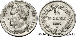 BELGIQUE 1/2 Franc Léopold tête laurée 1834