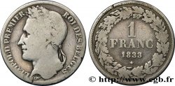 BELGIQUE 1 Franc Léopold Ier tête laurée 1833 Bruxelles