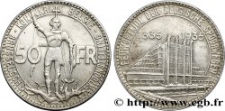 BELGIQUE 50 Francs Exposition de Bruxelles et centenaire des chemins de fer belge, légende flamande 1935
