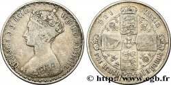 ROYAUME-UNI 1 Florin Victoria couronnée style gothique 1859 Londres TB