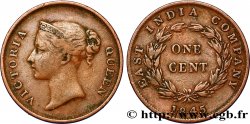 ÉTABLISSEMENTS DES DÉTROITS 1 Cent Victoria East India Company 1845  TB