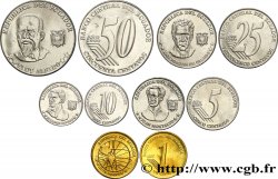 EKUADOR Lot de 5 monnaies 1, 5, 10, 25 & 50 Centavos 2000 