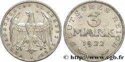 ALLEMAGNE 3 Mark Jour de la Constitution 1922 Berlin SUP
