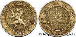 BELGIQUE 5 Centimes lion 1862  TTB+