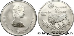 CANADá
 10 Dollars JO Montréal 1976 saut d’obstacles hommes / Elisabeth II 1975 