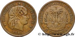 HAÏTI 2 Centimes an 78 emblème “Liberté créole” de Roty 1881 Paris TB+