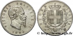 ITALIE 5 Lire Victor Emmanuel II 1865 Naples TB+
