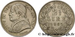 ITALY - PAPAL STATES - PIUS IX (Giovanni Maria Mastai Ferretti) 2 1/2 Lire an XXI 1867 Rome