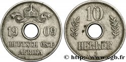 GERMAN EAST AFRICA 10 Heller Deutch Ostafrica type couronne large et extrémités des L pointues 1909 Hambourg - J