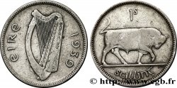 IRLANDA 1 Shilling harpe / taureau 1939 