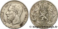 BELGIQUE 5 Francs Léopold II 1873